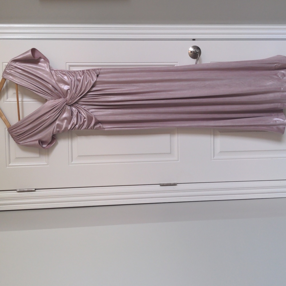 Adrianna Papell Light Pink Metallic Gown